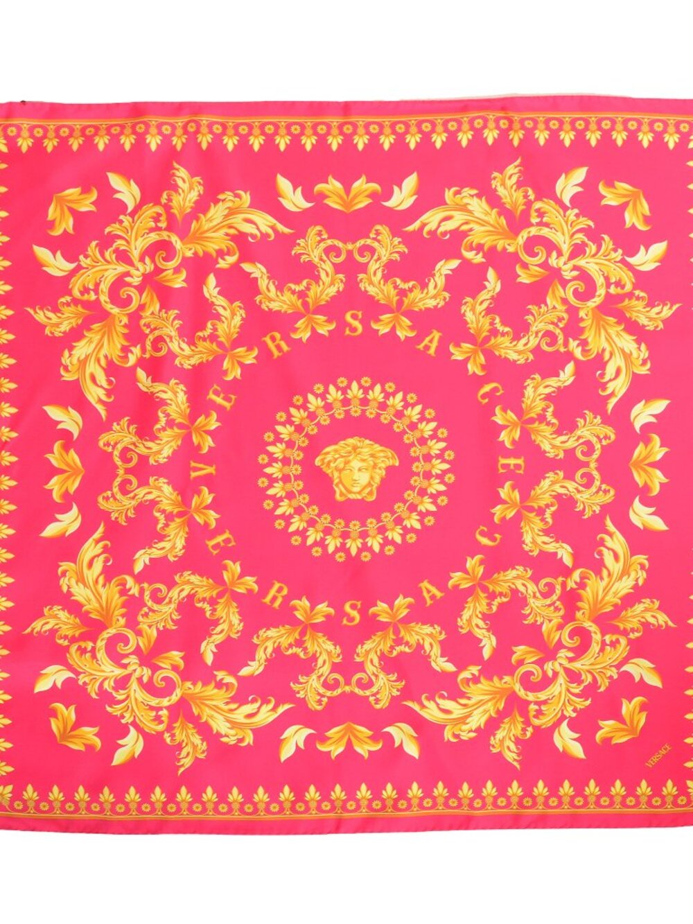 Versace Pink & Gold Baroque Silk Scarf